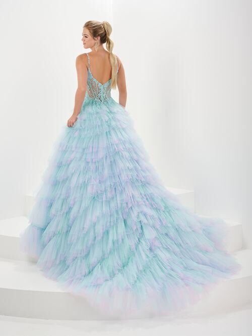 Tiffany Designs 16115 Ruffle Skirt Illusion Corset Dress - Stock Only