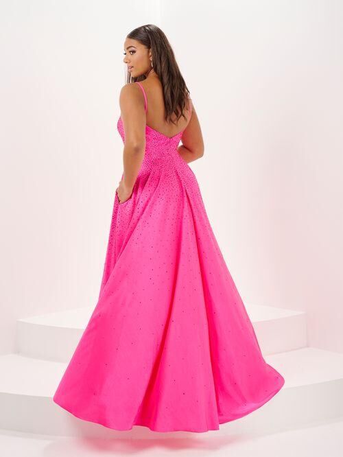 Tiffany Designs 16122 Slit Skirt Hot-Fix Dress
