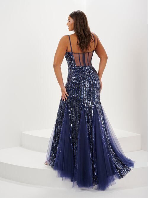 Tiffany Designs 16131 Godet Skirt Illusion Back Dress - Stock Only