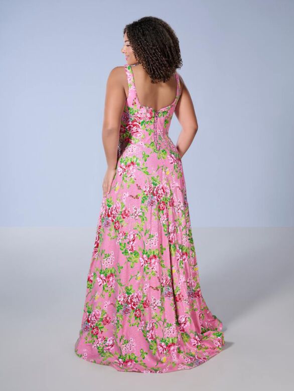 Tiffany Designs 16174 Floral A-Line Scoop Neck Plus Size Dress