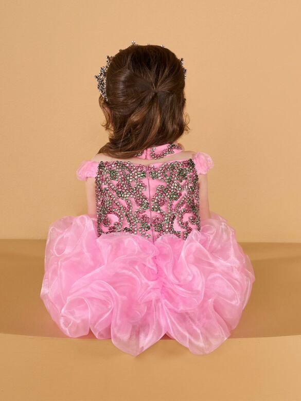 Tiffany Princess 13850 Pink Cold-Shoulder Baby Pageant Dress