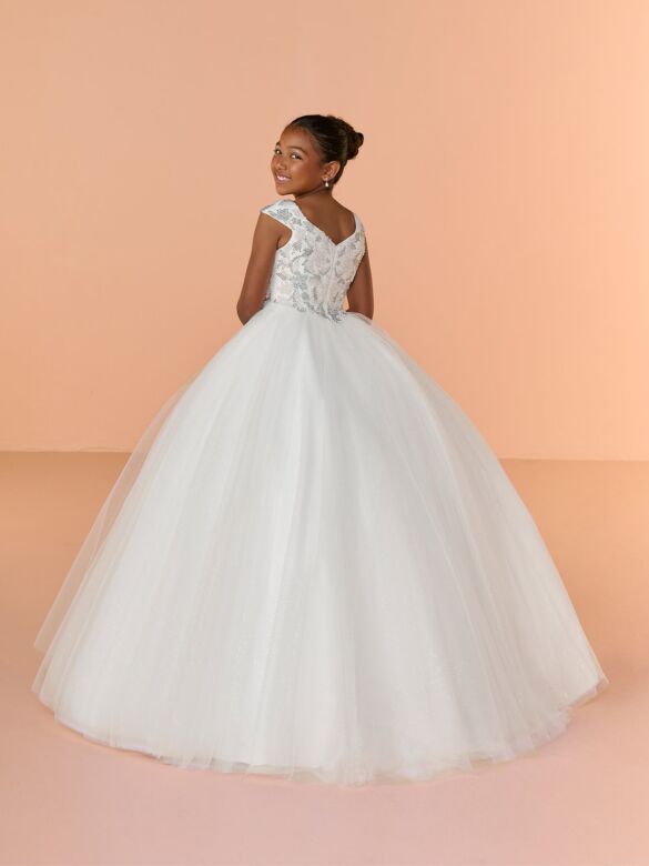 Tiffany Princess 13862 White Tulle Skirt Cap Sleeve Mini Pageant Dress