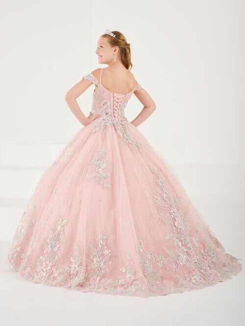 Tiffany Princess 13737 Cold Shoulder Embroidered Mini Pageant Gown