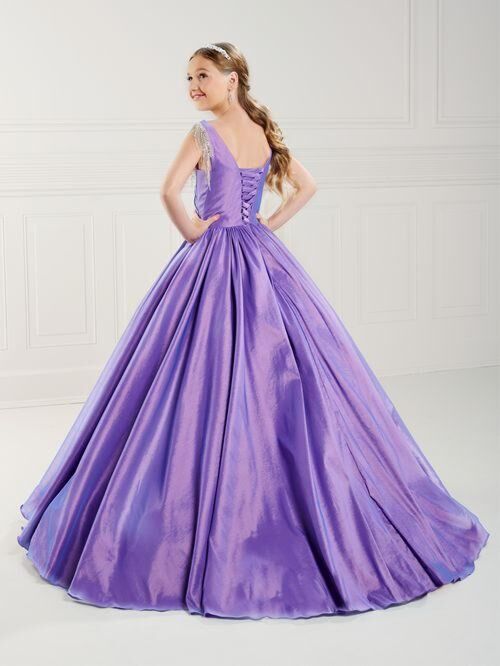 Tiffany Princess 13746 Rhinestone Sleeves Ruched Top Mini Pageant Gown