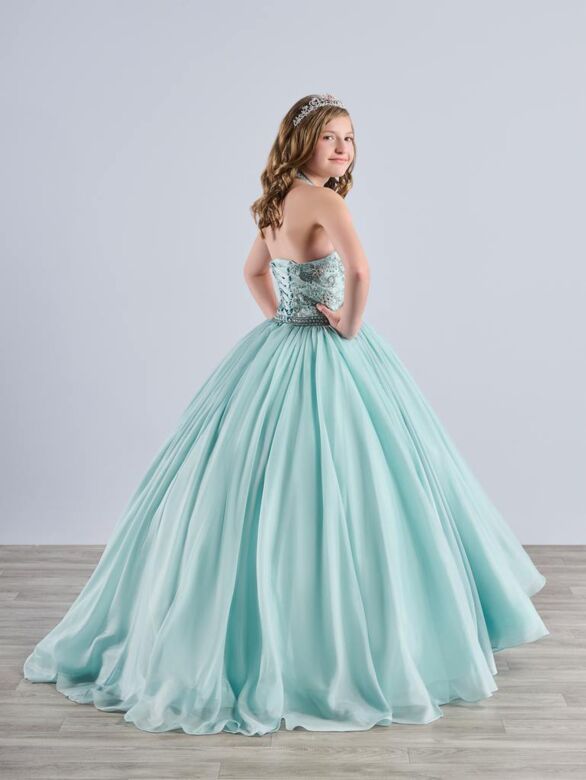 Tiffany Princess 13791 Beaded Top Halter Neck Junior Pageant Dress