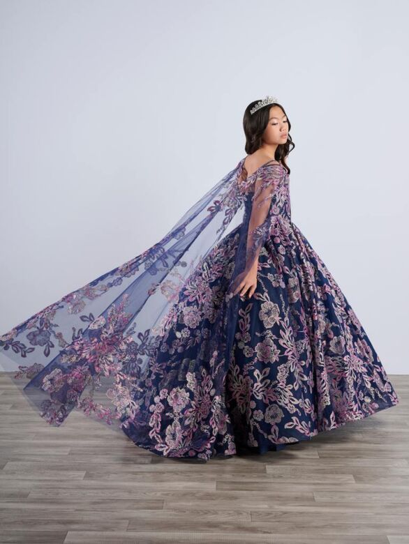 Tiffany Princess 13794 Sheer Cape Cold-Shoulder Mini Pageant Dress