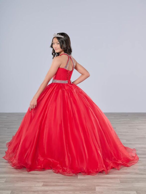Tiffany Princess 13801 Cross Back Beaded Waist Mini Pageant Gown