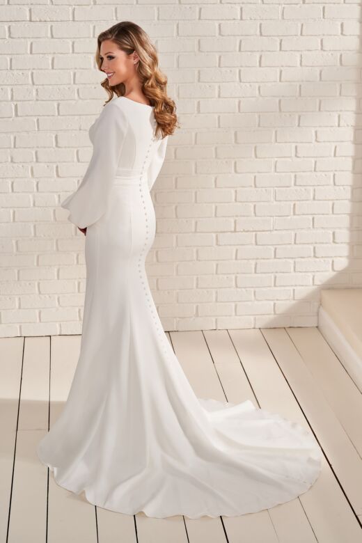 Modest Bridal by Mon Cheri MOD953 Bishop Sleeve Court Neck Bridal Gown