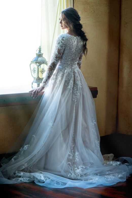 Modest Bridal by Mon Cheri TR11972 Court Neck A-Line Bridal Gown
