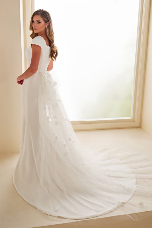 Modest by Mon Cheri MOD304 Square Neck Removable Train Bridal Gown