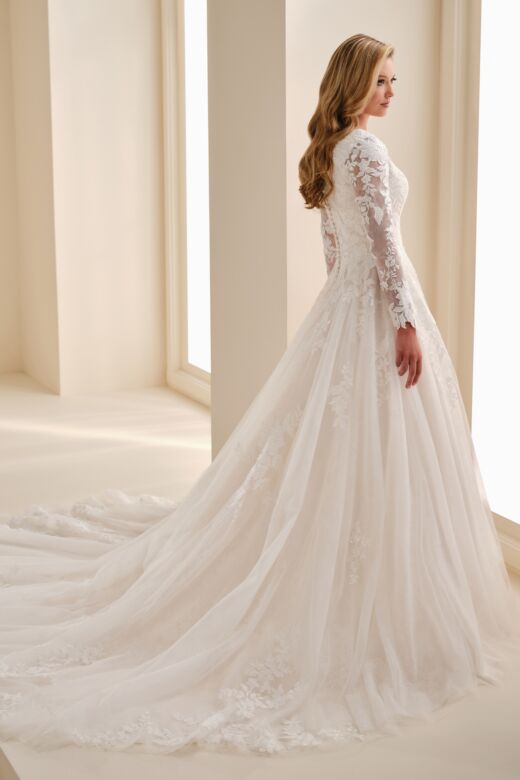 Modest Bridal by Mon Cheri MOD346 Long Sleeve Square Neck Bridal Dress