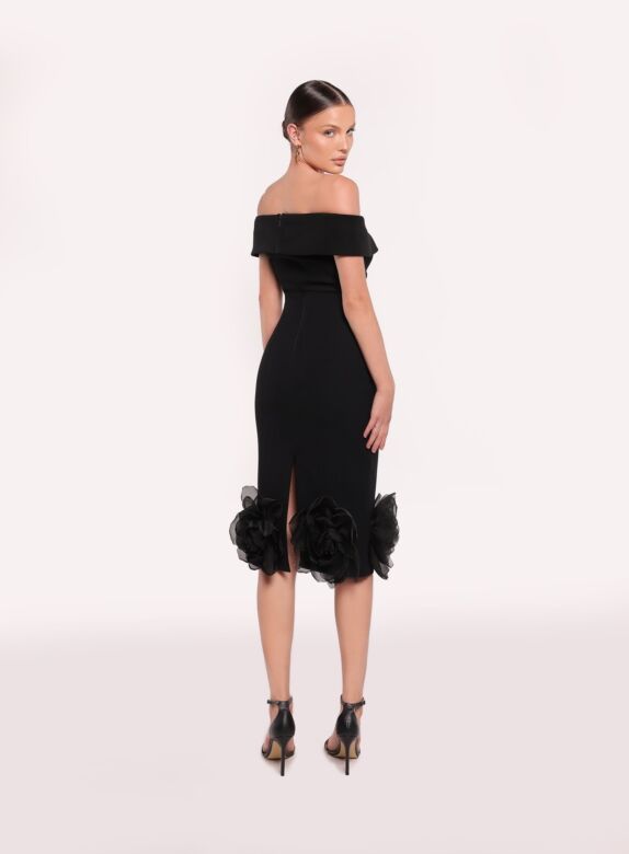 Tarik Ediz 98804 Alize Rosette Hem Off-The-Shoulder Formal Dress