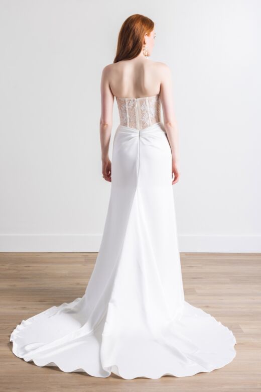 Willowby 54406 Rowan Illusion Lace Bodice Cowl Neck Wedding Dress
