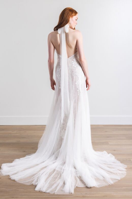 Willowby 54725 Zoe Tie Halter Neck Lace Wedding Gown