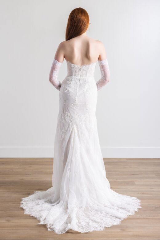 Willowby 54729 Zinnia Flounce Sleeve Plunging Neck Lace Wedding Gown