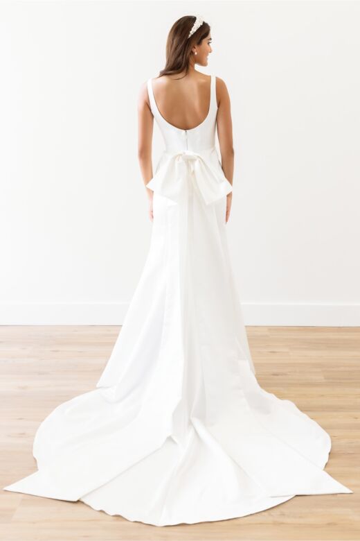 Locket 10213 Lourdes Square Neckline Bow Back Wedding Gown