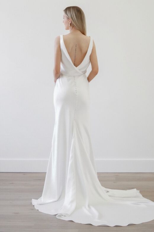 Locket 11256 Fawn Surplice Bodice V-Back Wedding Gown