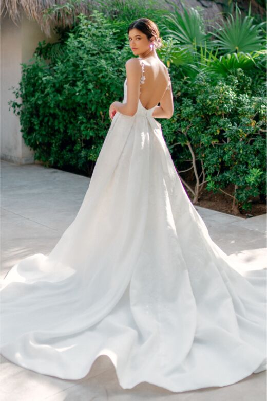 Locket 11721 Addison High Slit Floral Strap Wedding Gown