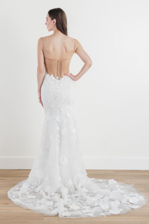 Locket 13139 Ilsa Sheer Back Notched Neck Wedding Dress