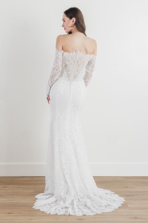 Locket 13142 Resa Illusion Sleeve Fit-And-Flare Lace Wedding Dress