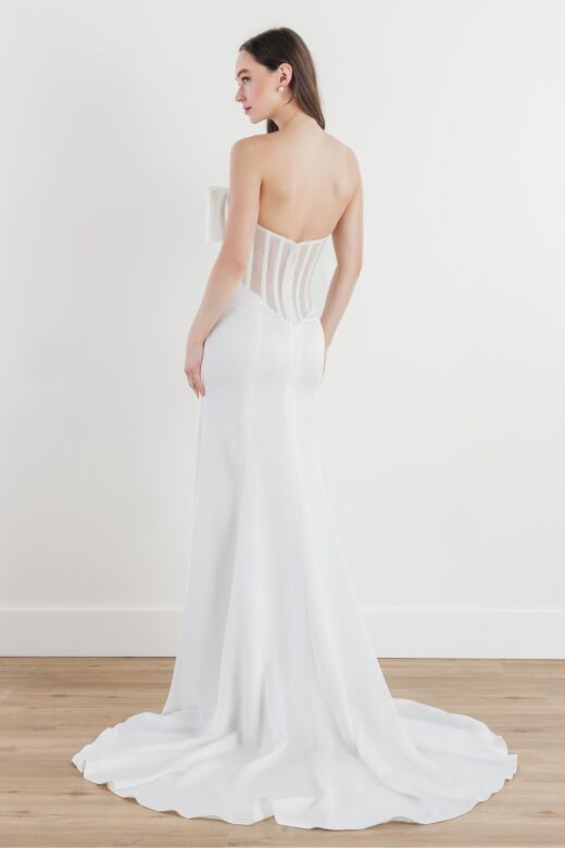 Locket 13210 Melisande Bow Neck Corset Back Wedding Dress