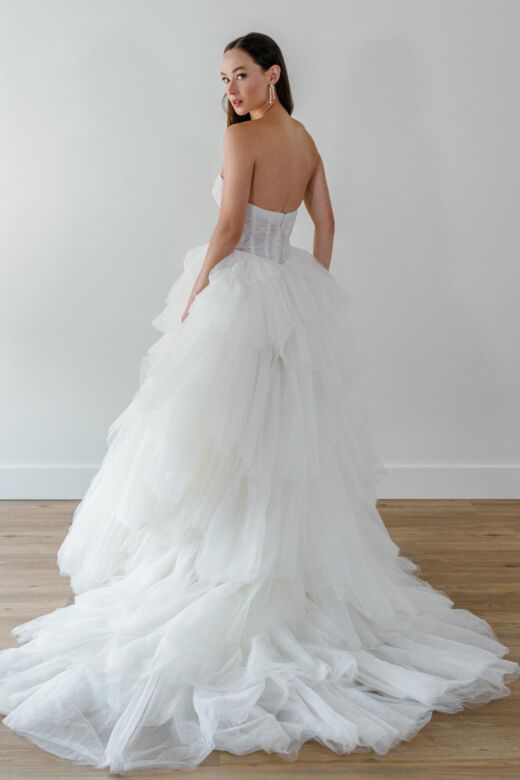 Locket 12641 Byrd Arm Bands Ruffle Skirt Wedding Gown