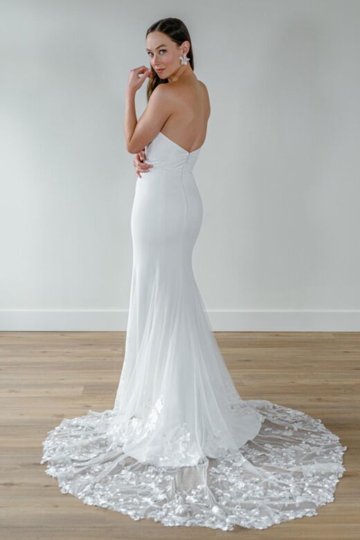 Locket 12729 Wellesly Lace Hem Strapless Wedding Gown