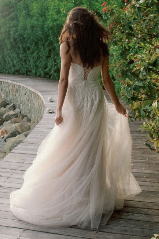 Locket 12825P Dazzle Beaded Strapless A-Line Wedding Gown