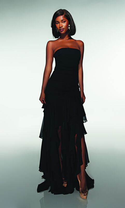 Alyce Paris 62153 Ruffle Hem Strapless Straight Dress