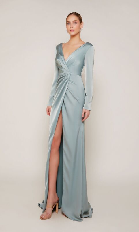Alyce Paris 27694 Faux Wrap Long Sleeve Dress