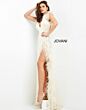 Jovani 06164 Feather Strap High Slit Dress