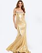 Jovani 47062 Peek-A-Boo Neckline Metallic Dress