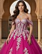 Jovani Q47375 Basque Waist Off The Shoulder Sweet 16 Gown
