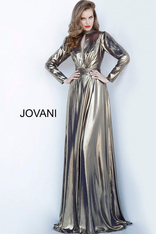 metallic long sleeve dress