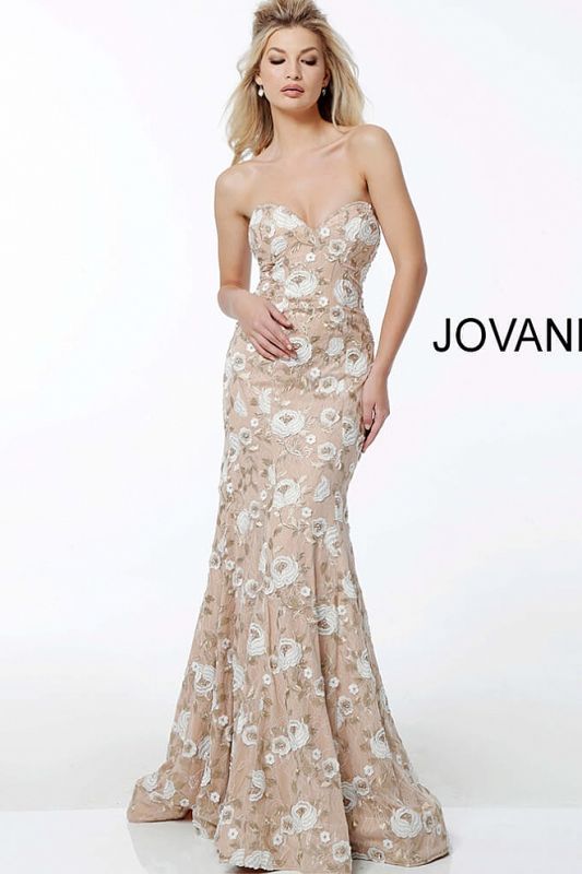 Jovani 61477 Floral Embroidered Evening Dress