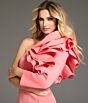 Jovani 38928 Ruffled One Sleeve High Slit Dress