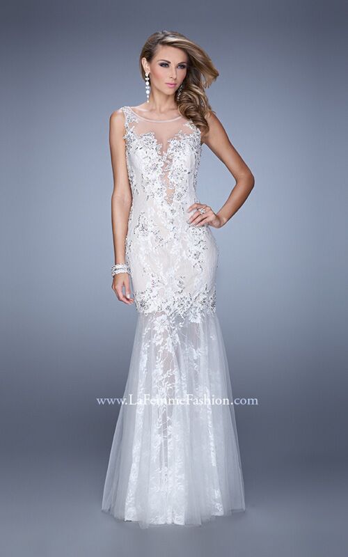 La Femme 21457 Illusion Back Scoop Neckline Dress