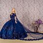 Elizabeth K GL3179 Sheer Cape Off-The-Shoulder Quince Gown