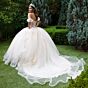 GLS by Gloria GL3502 Illusion Bodice Draped Sleeve Quince Gown