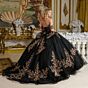 Elizabeth K GL3640 Black Beaded Bodice Lace-Up Quinceanera Dress