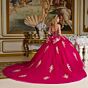 Elizabeth K GL3641 Fuchsia Chapel Train Lace-Up Quinceanera Dress