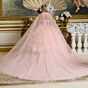 Elizabeth K GL3645 Blush Pink Spaghetti Strap Lace-Up Quince Dress