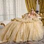 Elizabeth K GL3646 Champagne Pick Up Skirt Lace-Up Quinceanera Dress