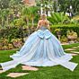 Elizabeth K GL3707 Blue Two-Way Neckline with Cathedral Cape Dress