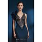 MNM Couture B1180 Shoulder Bow Beaded Bodice Indigo Dress