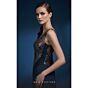 MNM Couture B1180 Shoulder Bow Beaded Bodice Indigo Dress