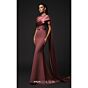 MNM Couture E0125 Draped Neck Thin Belt Pink Dress