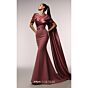 MNM Couture E0125 Draped Neck Thin Belt Pink Dress
