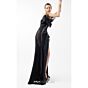 MNM Couture G2010 Side Slit Crumbcatcher Neck Black Dress