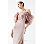 MNM Couture G2034 Side Slit Draped Sleeve Powder Dress
